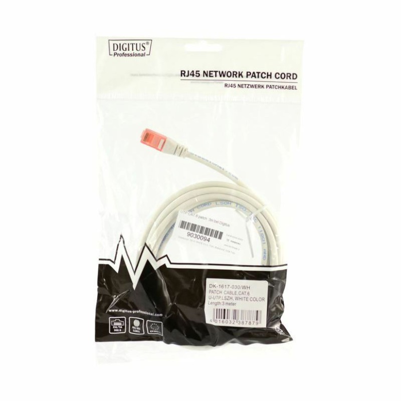 Priključni kabel za mrežo UTP CAT.6 patch 3m bel Digitus