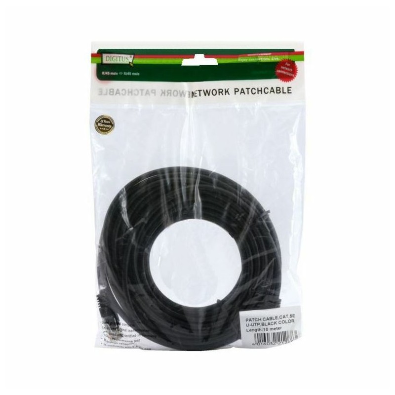 Kabel UTP CAT.6 patch 10m črn Digitus