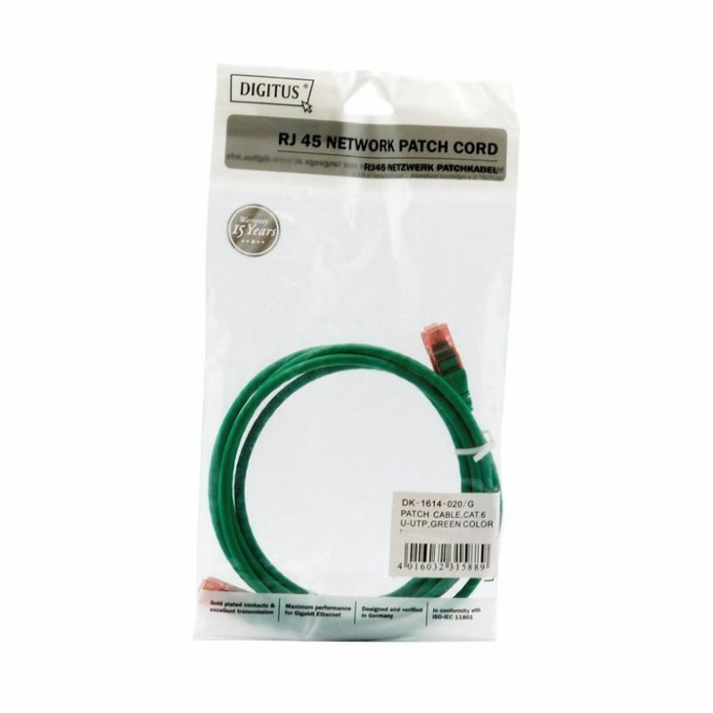Kabel UTP CAT.6 patch 0,5m zelen Digitus