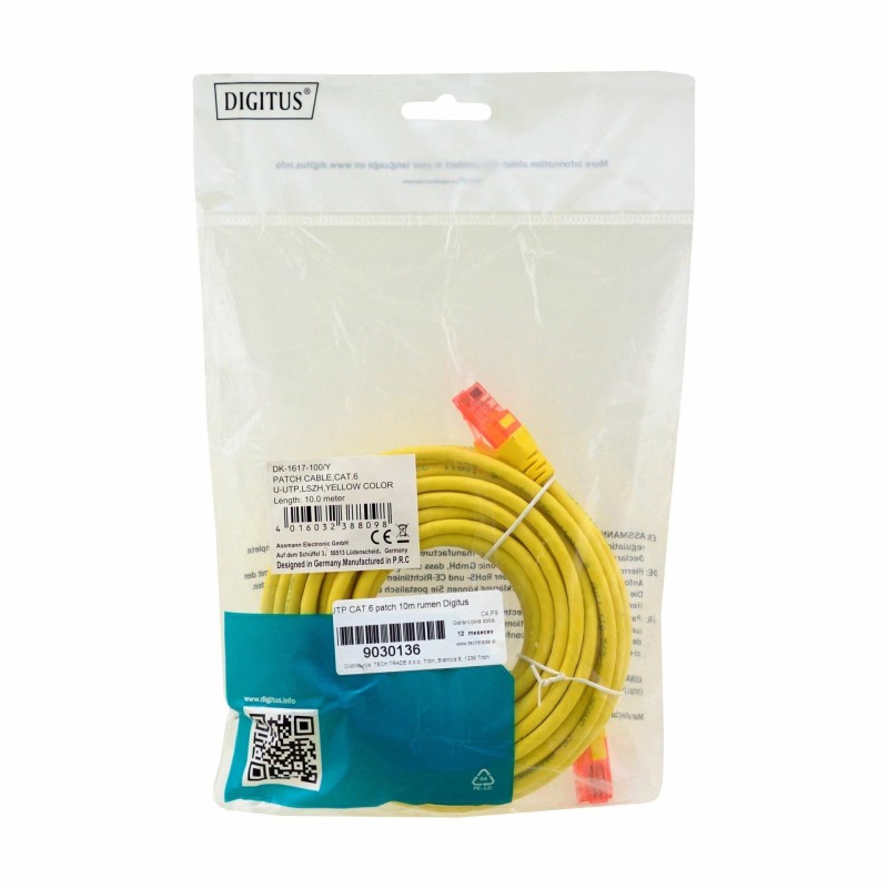 Kabel UTP CAT.6 patch 10m rumen Digitus