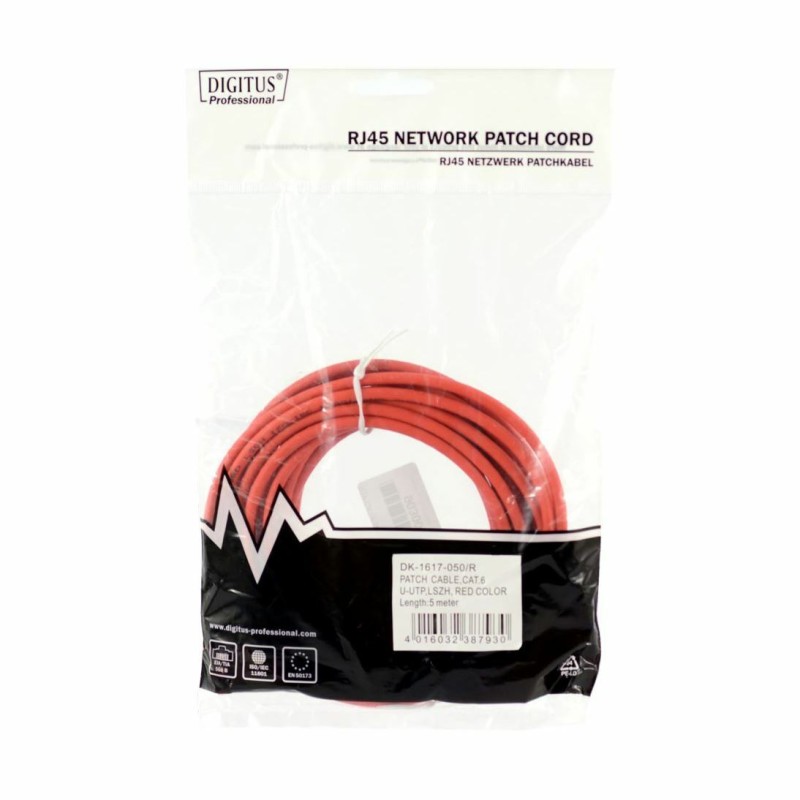 Kabel UTP CAT.6 patch 10m rdeč Digitus