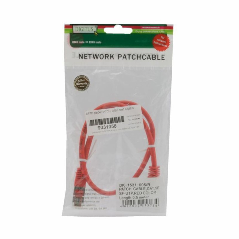 Kabel SFTP CAT.5e patch 0,5m rdeč Digitus