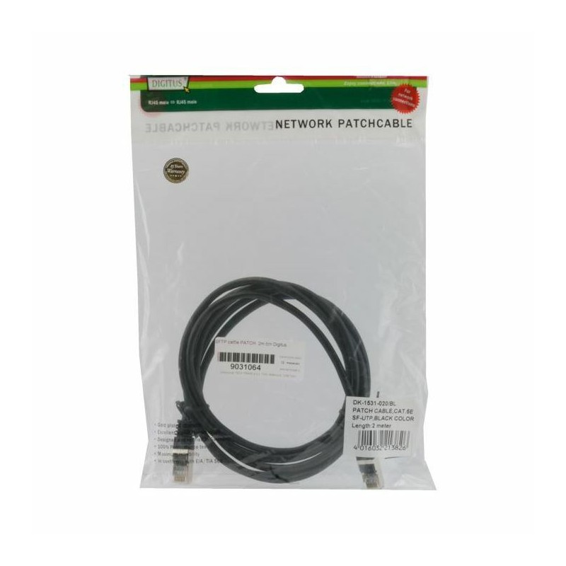 Kabel SFTP CAT.5e patch 2m črn Digitus