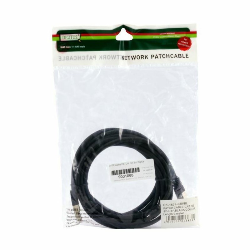Kabel SFTP CAT.5e patch 3m črn Digitus