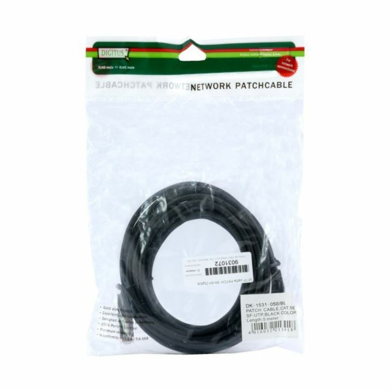Kabel SFTP CAT.5e patch 5m črn Digitus