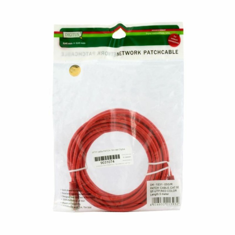 Kabel SFTP CAT.5e patch 5m rdeč Digitus