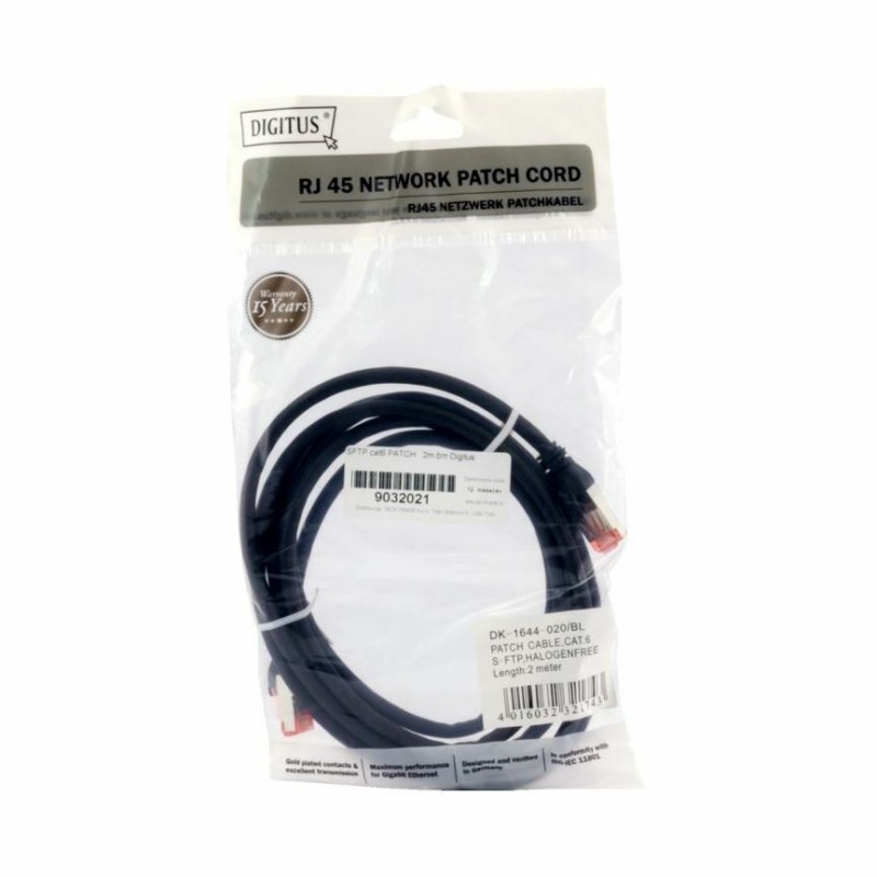 Kabel SFTP CAT.6 patch 2m črn Digitus