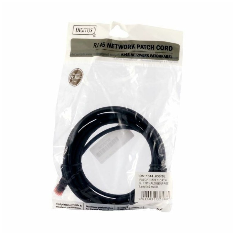Kabel SFTP CAT.6 patch 3m črn Digitus