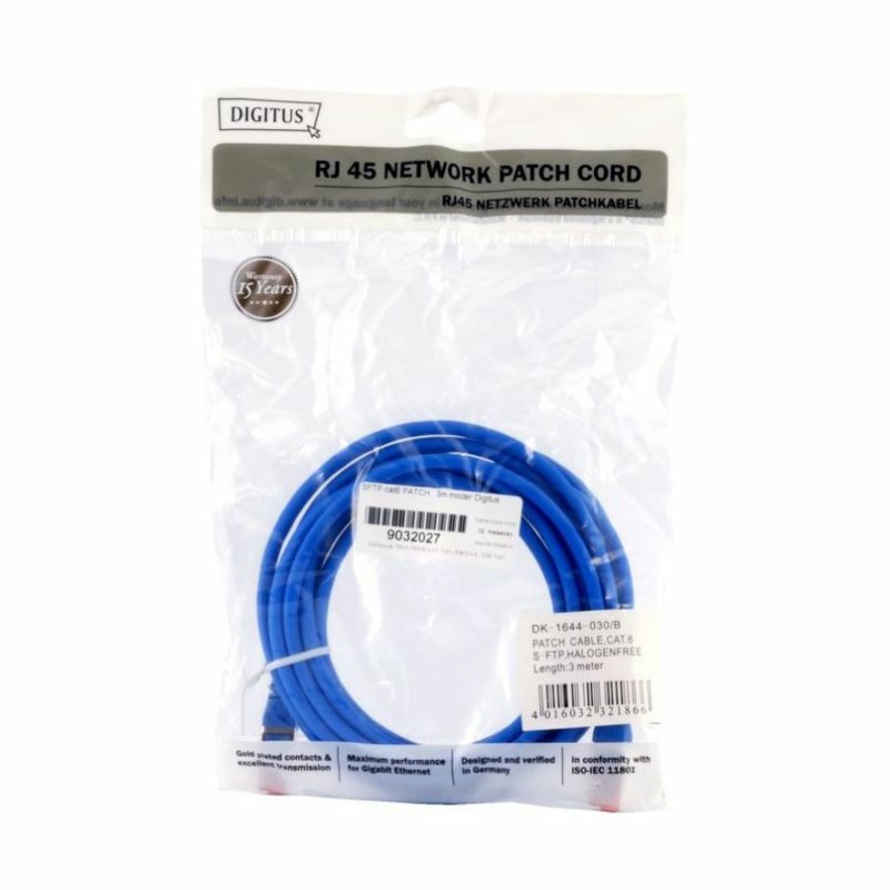 Kabel SFTP CAT.6 patch 3m moder Digitus