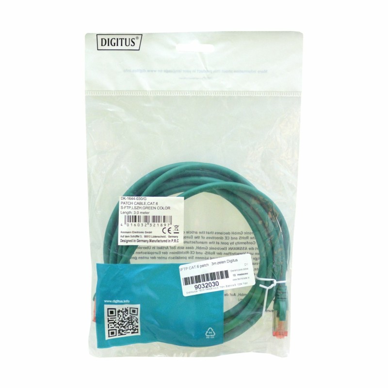 Kabel SFTP CAT.6 patch 3m zelen Digitus