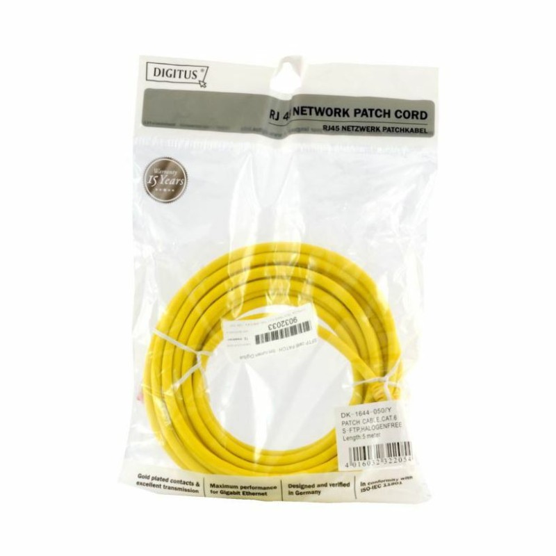 Kabel SFTP CAT.6 patch 5m rumen Digitus