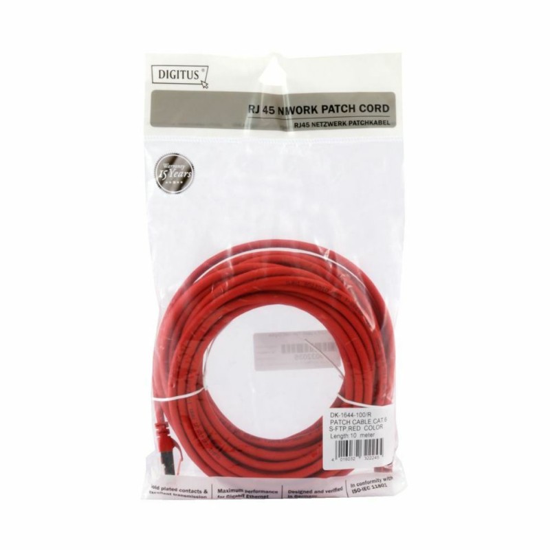 Kabel SFTP CAT.6 patch 10m rdeč Digitus