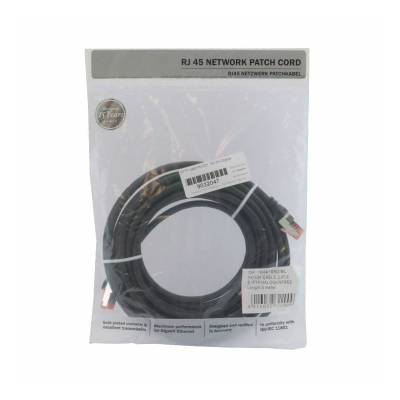 Kabel SFTP CAT.6 patch 5m črn Digitus