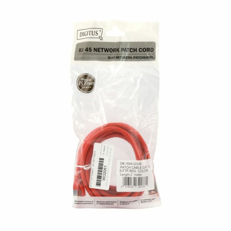 Kabel SFTP CAT.6 patch 2m rdeč Digitus