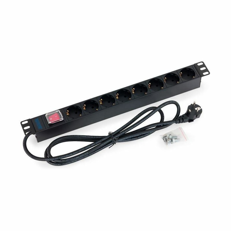 Razdelilec 48cm 8x220V ALU + stikalo črn Triton