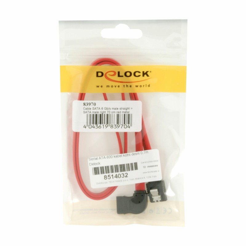 Kabel SATA kotni desni 0,7m Delock