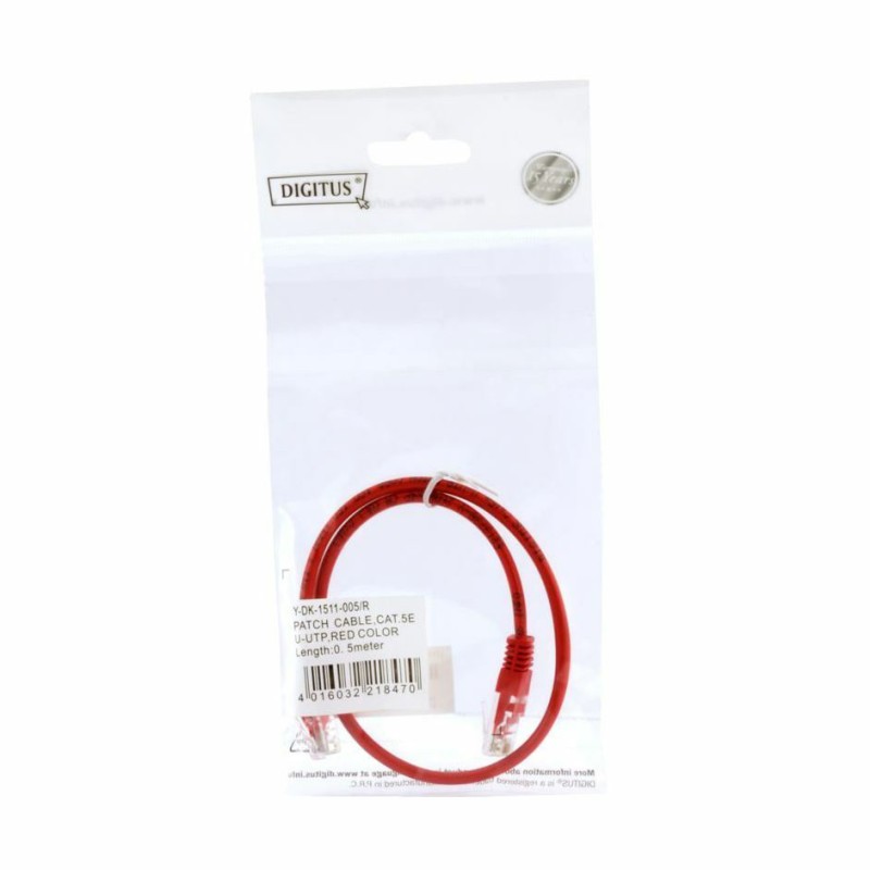 Priključni kabel za mrežo Cat5e UTP 0.5m rdeč