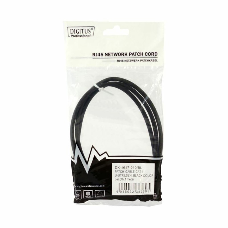 Priključni kabel za mrežo Cat6 UTP 1m črn