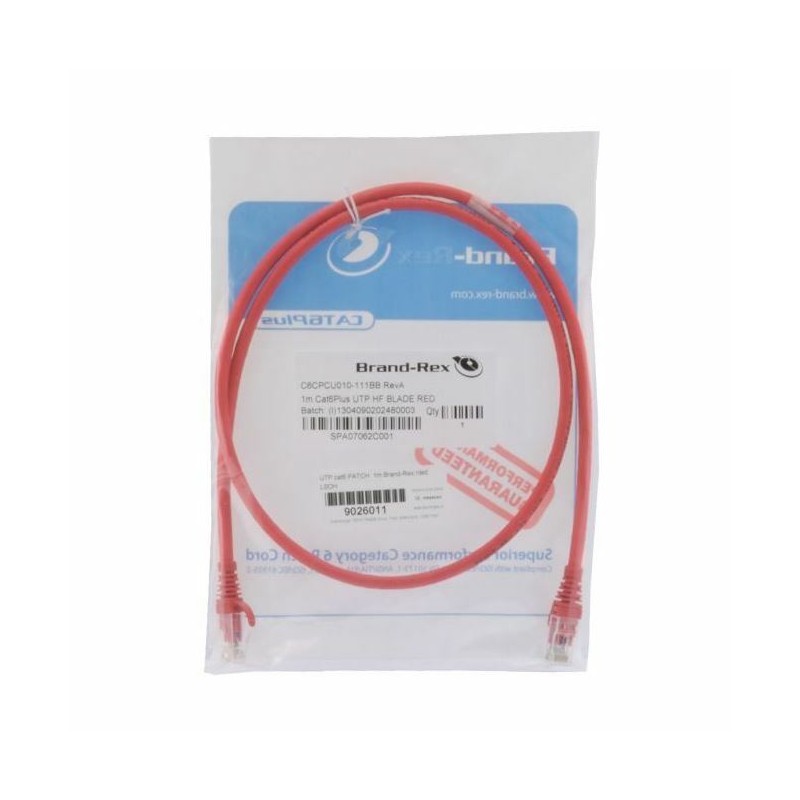 Priključni kabel za mrežo Cat6 UTP 1m Brand-Rex rdeč