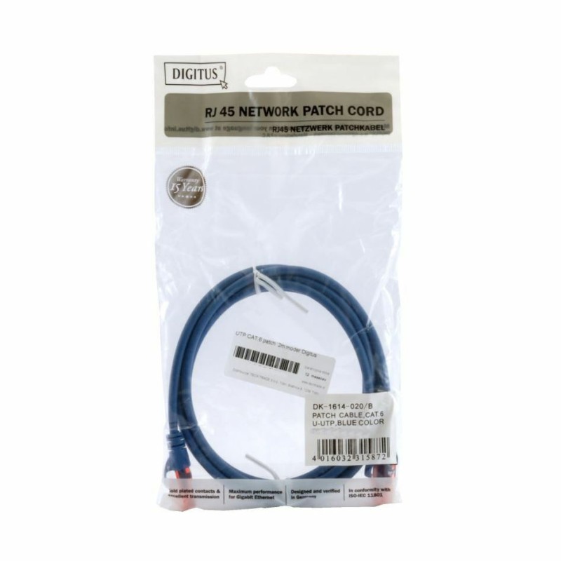 Priključni kabel za mrežo Cat6 UTP 1m moder