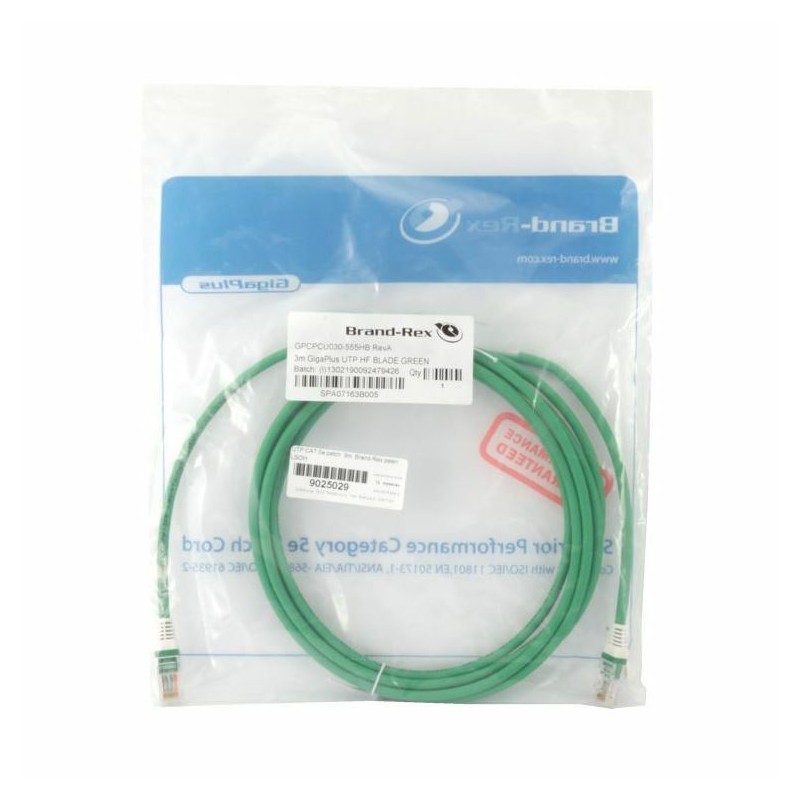 Priključni kabel za mrežo Cat5e UTP 3m Brand Rex zelen