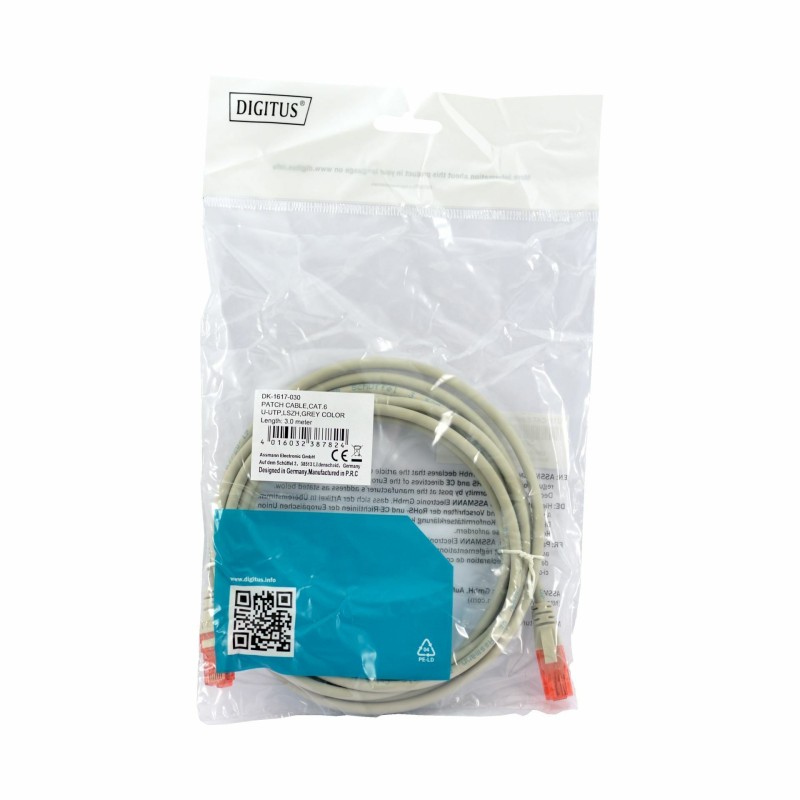 Priključni kabel za mrežo Cat6 UTP 3m siv