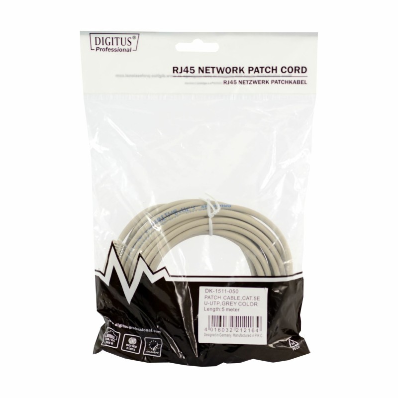 Priključni kabel za mrežo Cat5e UTP 5m siv