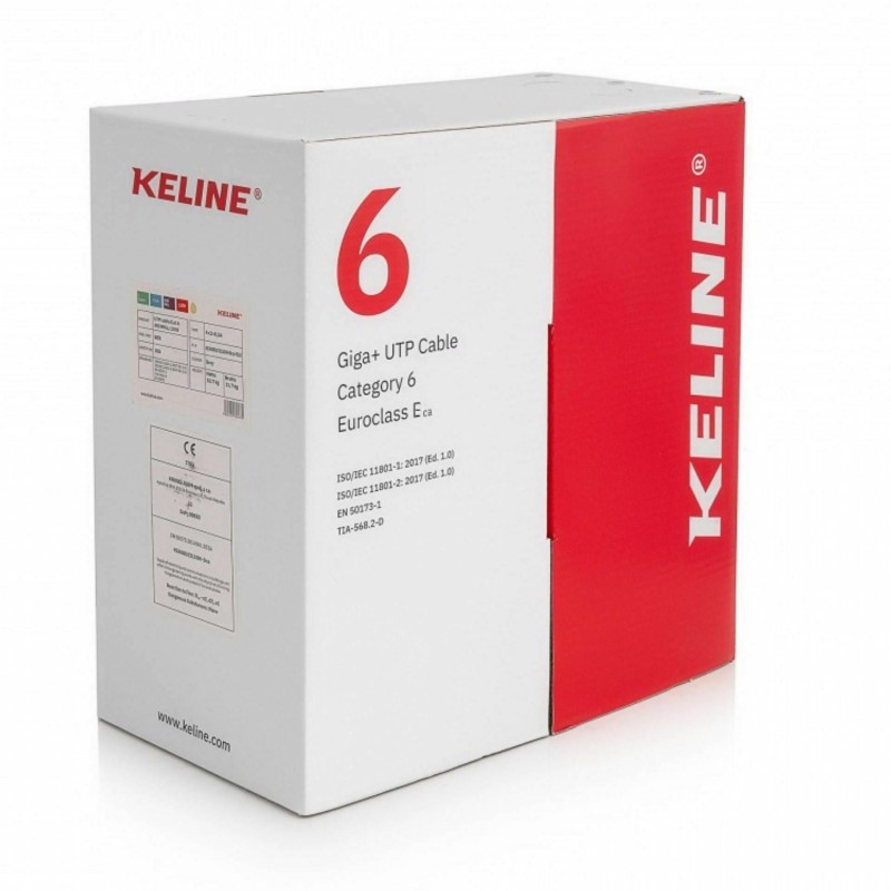 Kabel CAT.6 UTP 4x2x0,54 PVC 400Mhz Euroclass Eca 305m KELine