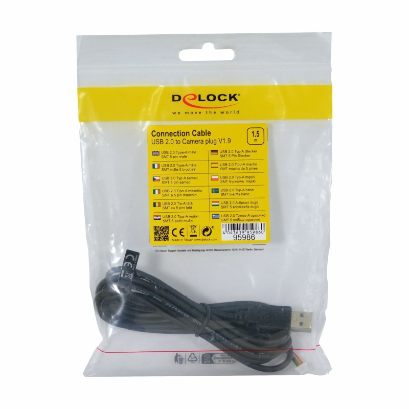Kabel Delock USB-A 2.0 v 5-pin 1.5m bakren/transparent