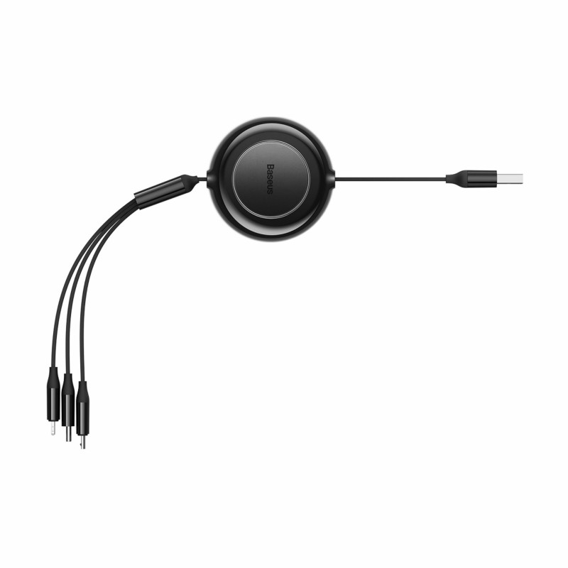 Kabel Baseus USB-A 3v1 Lightning/USB-C/MicroUSB 1.1m črn, CAMJ010001