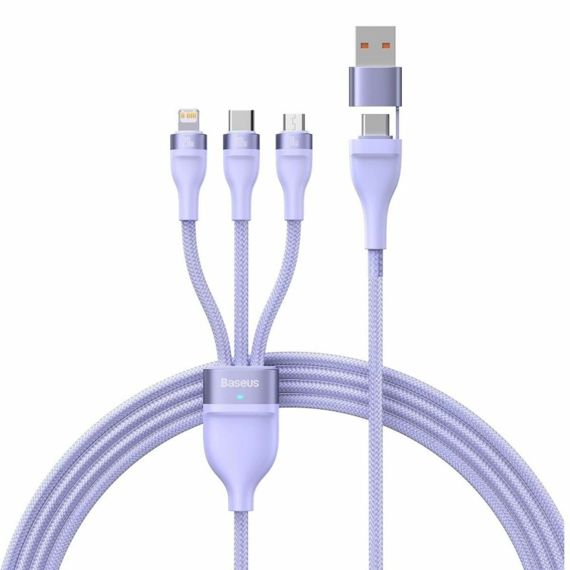 Kabel Baseus USB-C v USB-A 2v3 Lightning/USB-C/MicroUSB 1.2m vijola, CASS030105