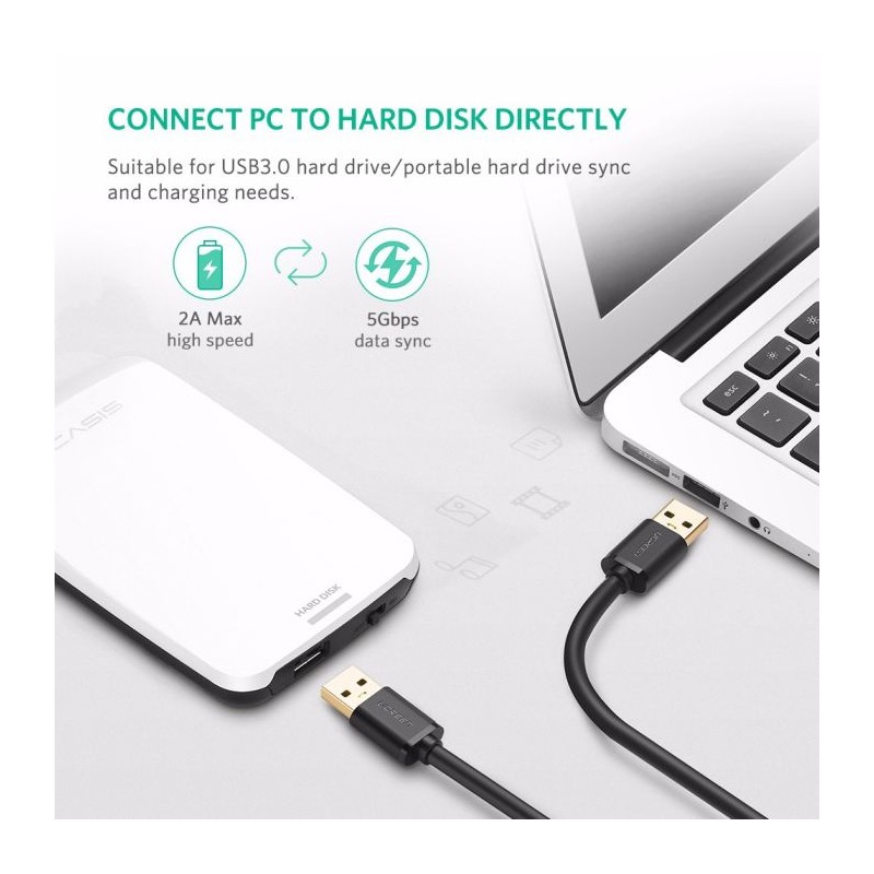 Ugreen USB 3.0 kabel (M na M) črn 0.5 m