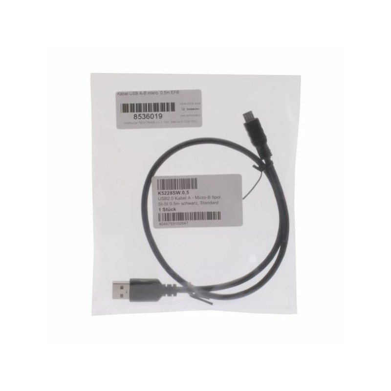 Kabel USB 2.0 A-B mikro 0.5m