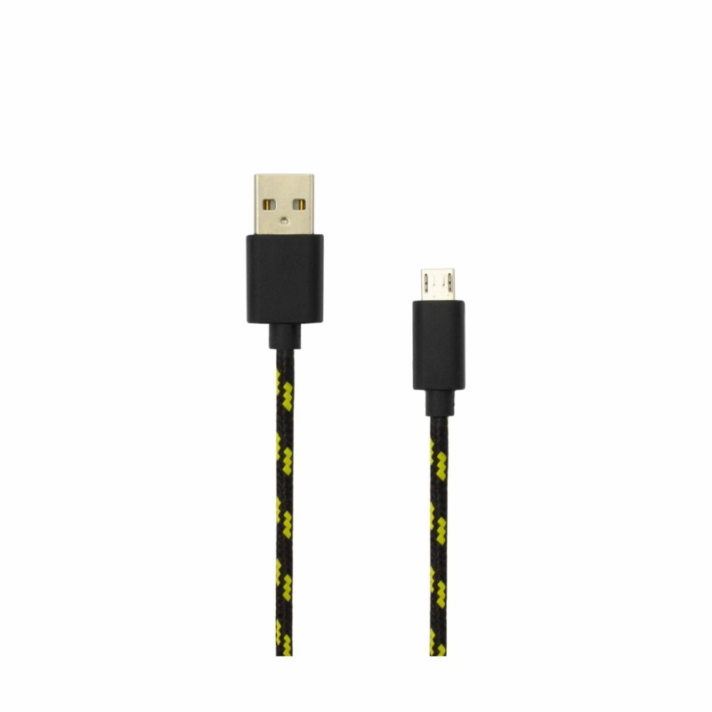 Kabel USB A-B mikro 1m bombažna zaščita, črn