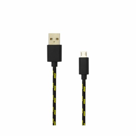 Kabel USB A-B mikro 1m bombažna zaščita, črn