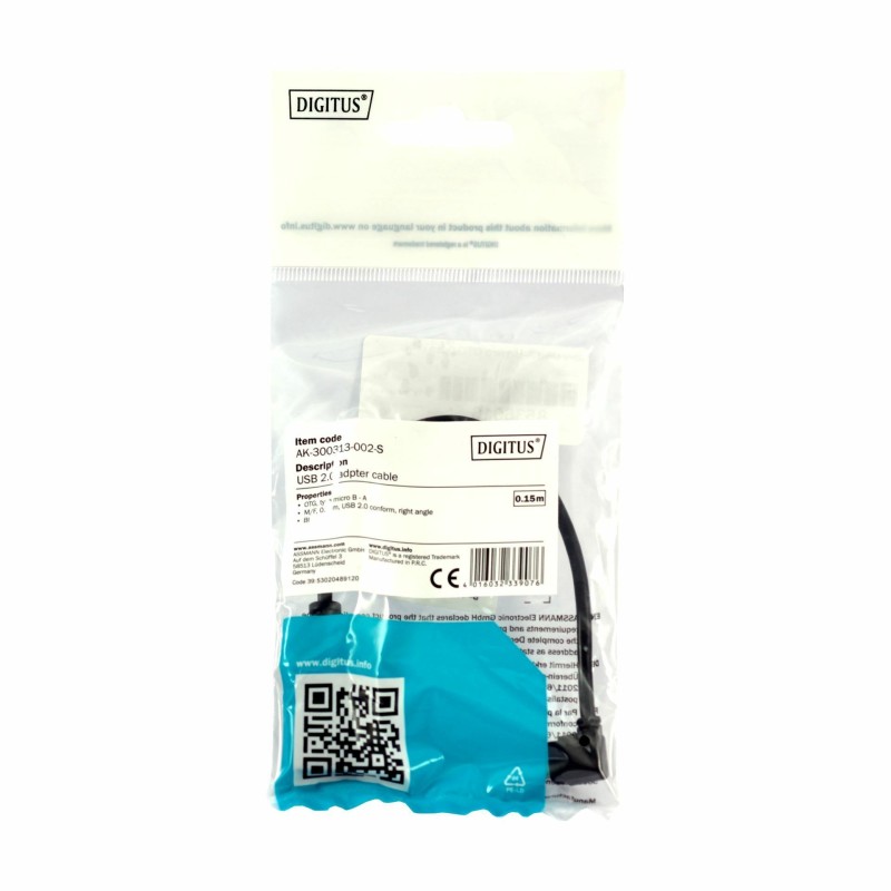 Kabel USB A-B mikro 0.2m kotni