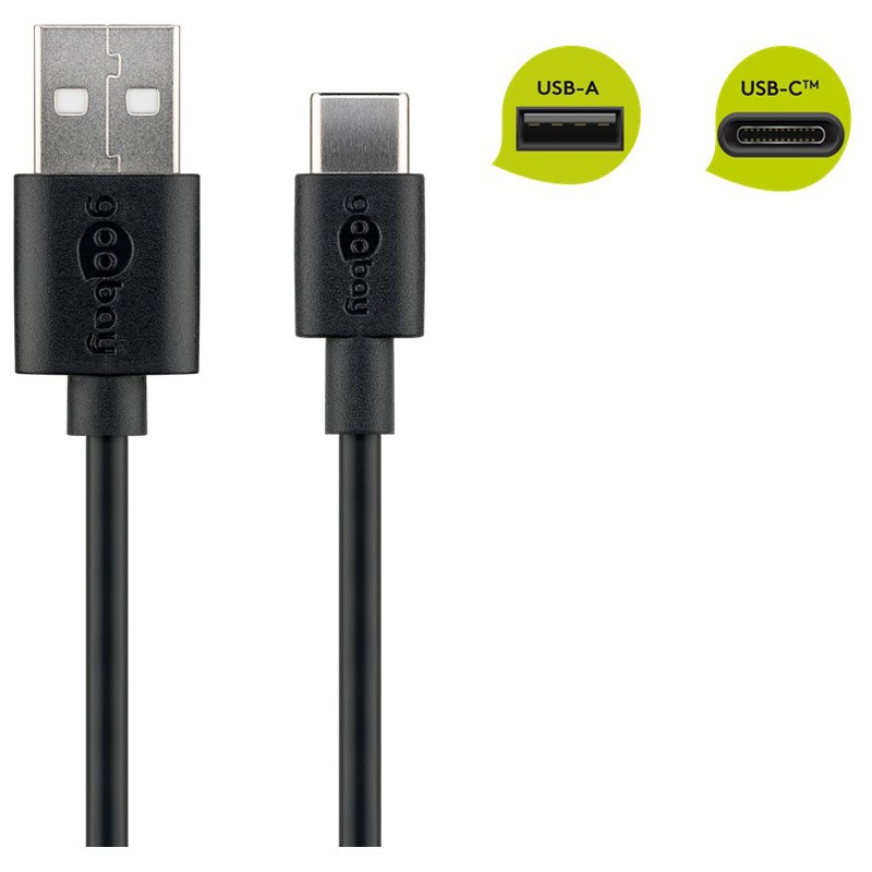 Kabel USB-A 2.0 na USB-C, polnjenje in sinhronizacija, 0.5m, Goobay