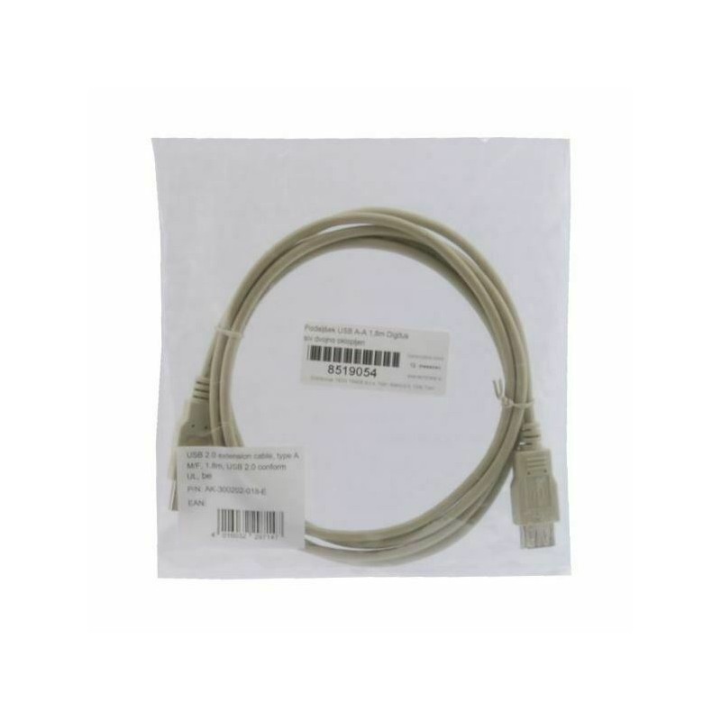 Kabel USB podaljšek A-A M/Ž 1,8m siv dvojno oklopljen
