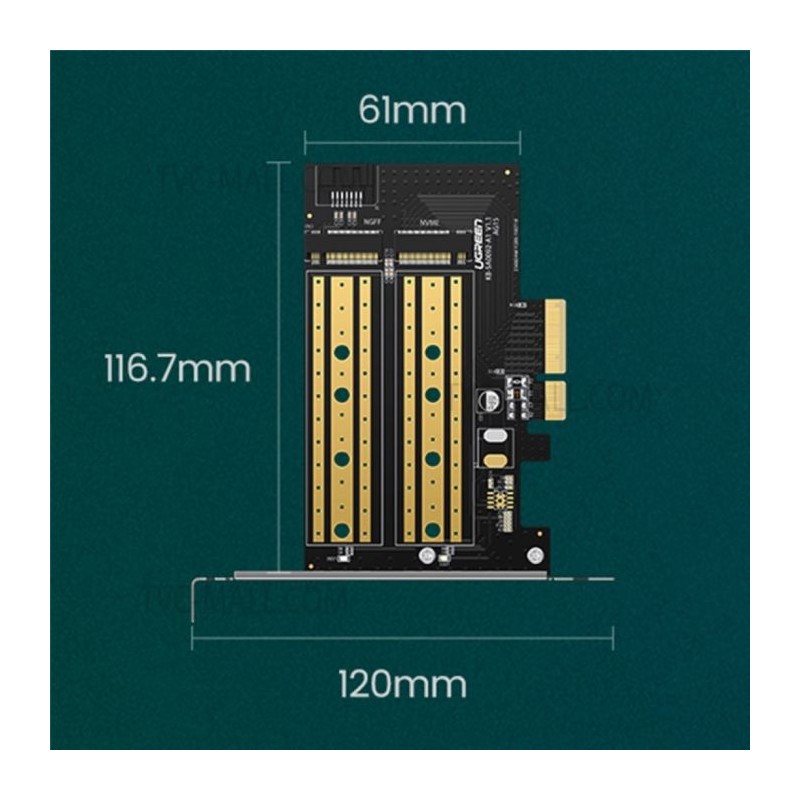 Razširitvena kartica Ugreen M2 / M.2 NVME na PCI-E 3.0 z M.2 SATA podporo