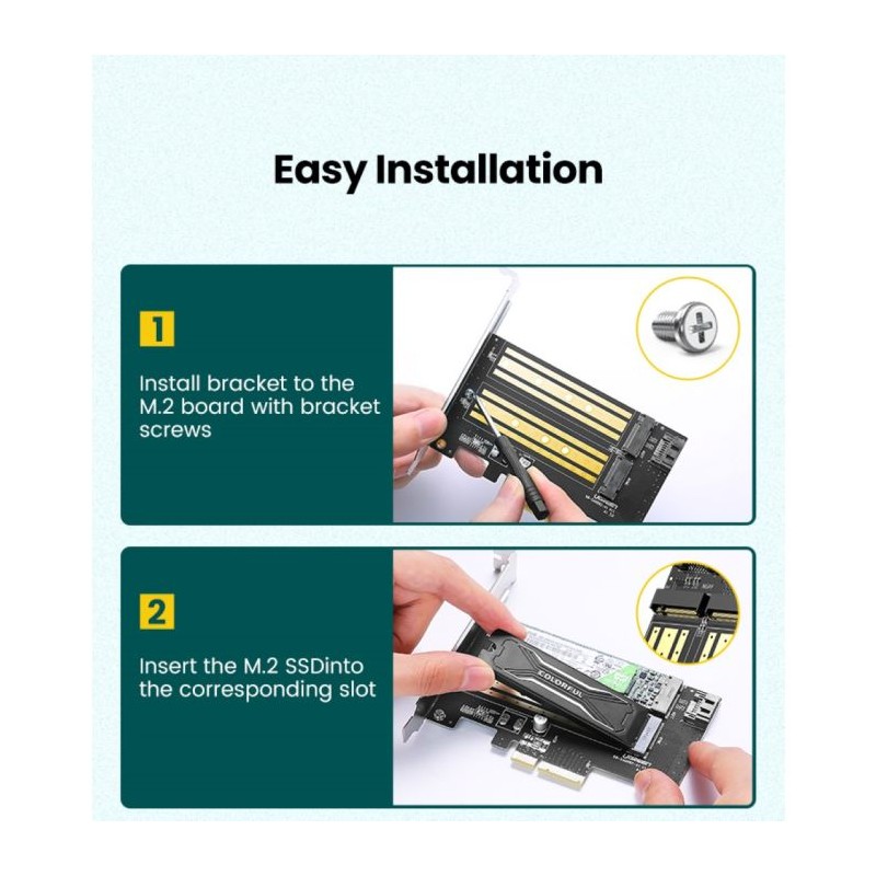 Razširitvena kartica Ugreen M2 / M.2 NVME na PCI-E 3.0 z M.2 SATA podporo