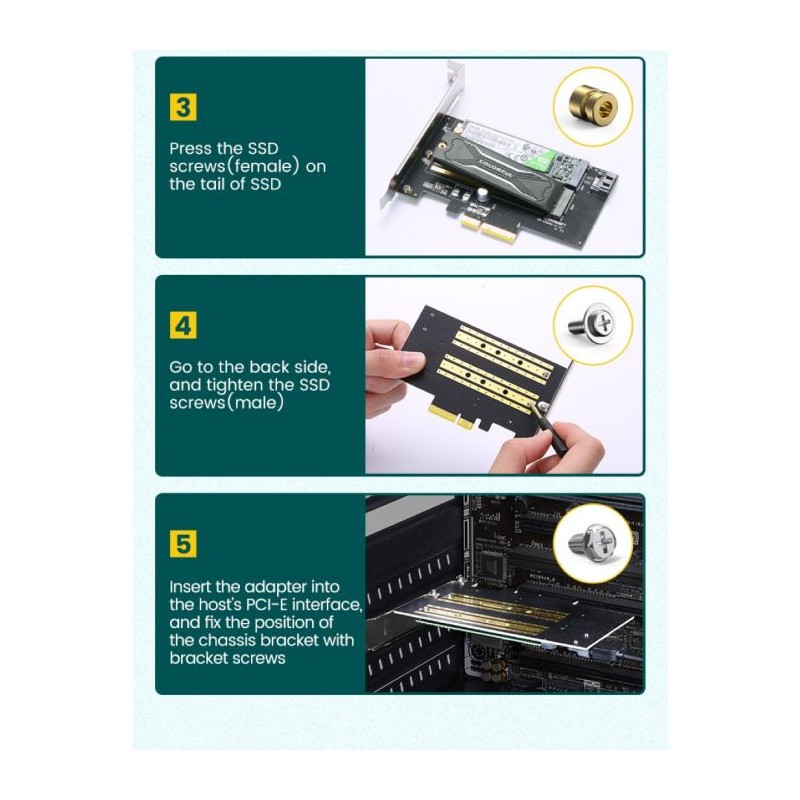 Razširitvena kartica Ugreen M2 / M.2 NVME na PCI-E 3.0 z M.2 SATA podporo