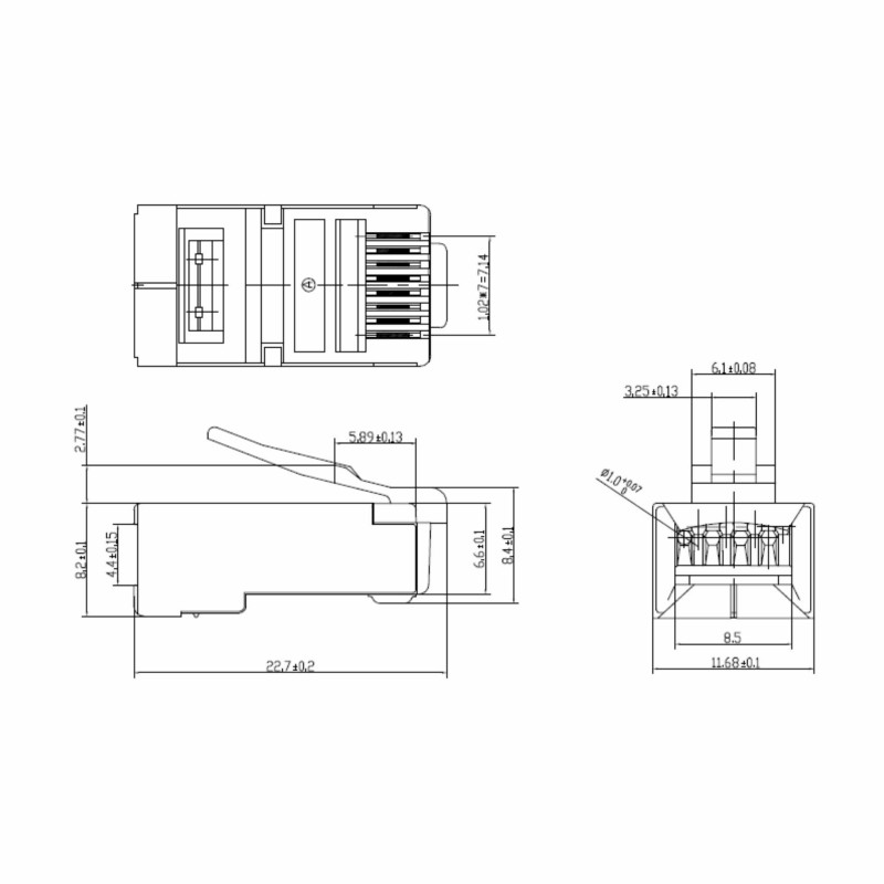 RJ45 konektor CAT.6 FTP trdi kabel Gembird (3rez) (pak/50)