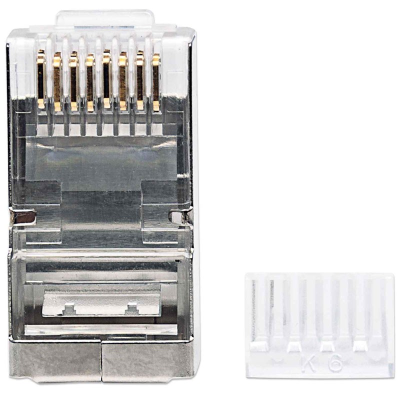 2-točkovni modularni konektorji Cat6 RJ45 STP INTELLINET 90 kos
