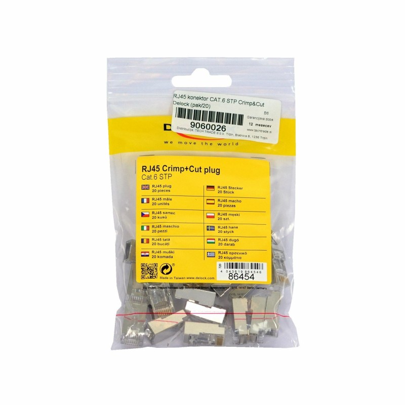 Konektor Delock RJ45 CAT.6 FTP Crimp & Cut pak/20, 9060026