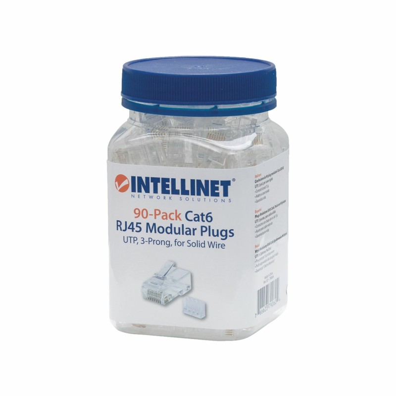 RJ45 konektor CAT.6+ UTP trdi kabel Intellinet (pak/90)