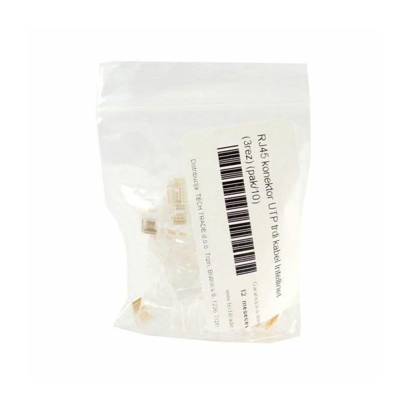 RJ45 konektor CAT.6+ UTP trdi kabel Intellinet (pak/10)