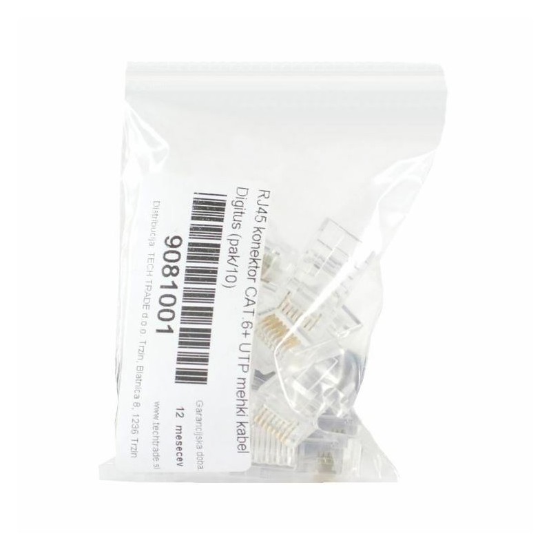 Konektor RJ45 Cat.6+ za UTP mehki kabel, 10 v paketu