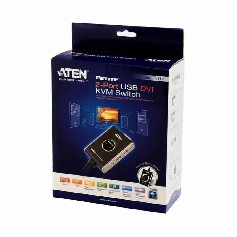 Preklopnik 2:1 mini DVI/USB/AUDIO, Aten CS682, s kabli