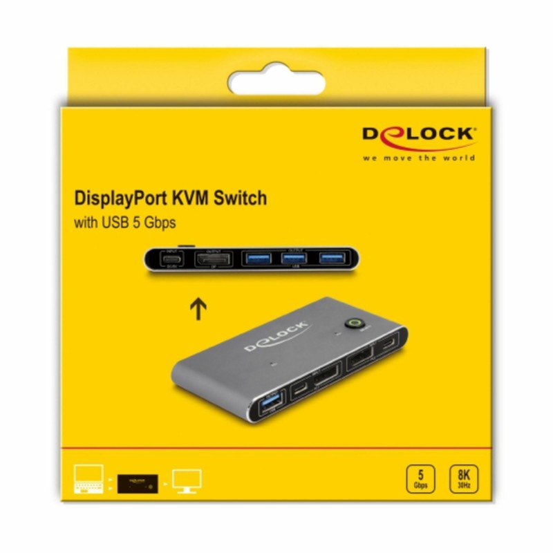 Delock KVM stikalo 2x1 DisplayPort/USB TipC