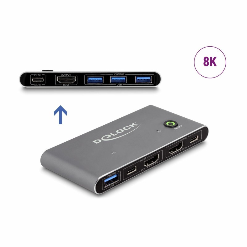 Delock KVM stikalo 2x1 HDMI/USB TipC